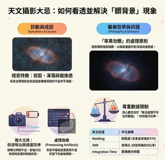 訊號不足時，背景出現一塊塊像污漬的色斑