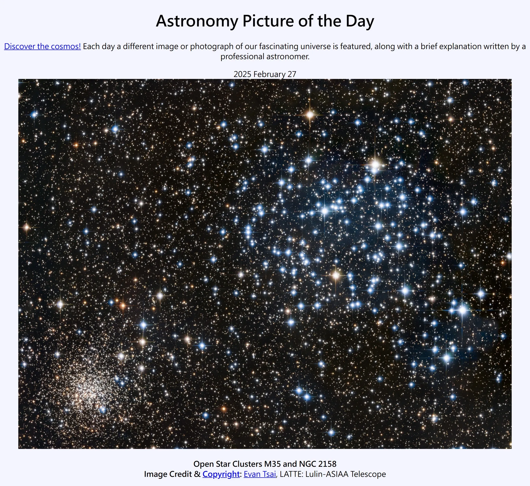 M35 與 NGC 2158 疏散星團
